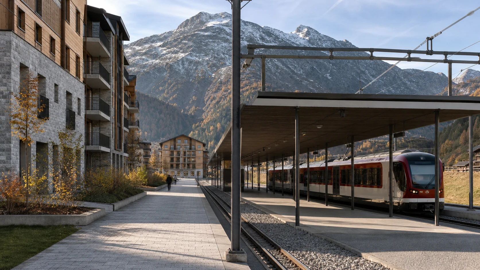 Andermatt village and mountain transport access