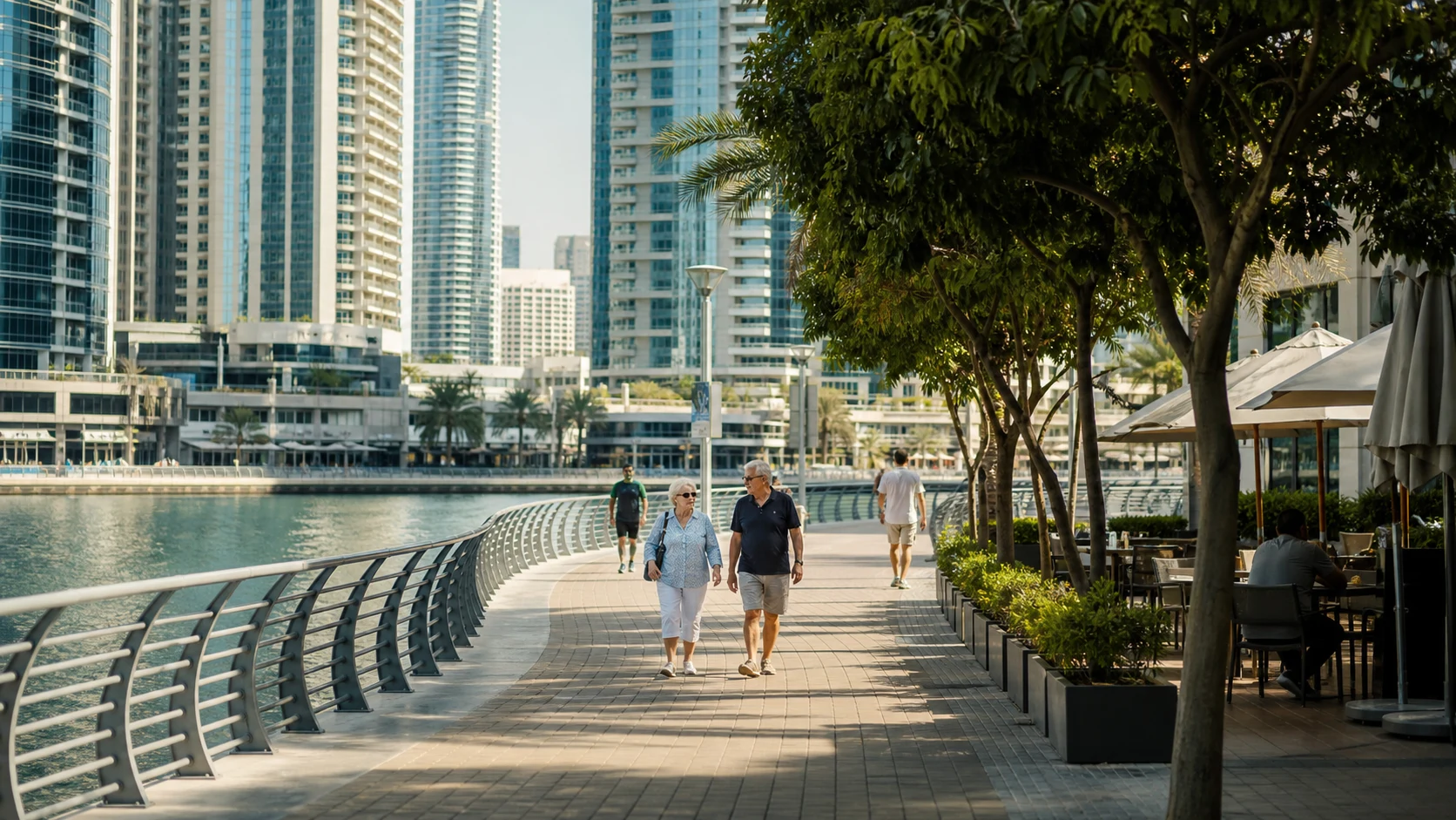 Everyday waterfront life in Dubai Marina
