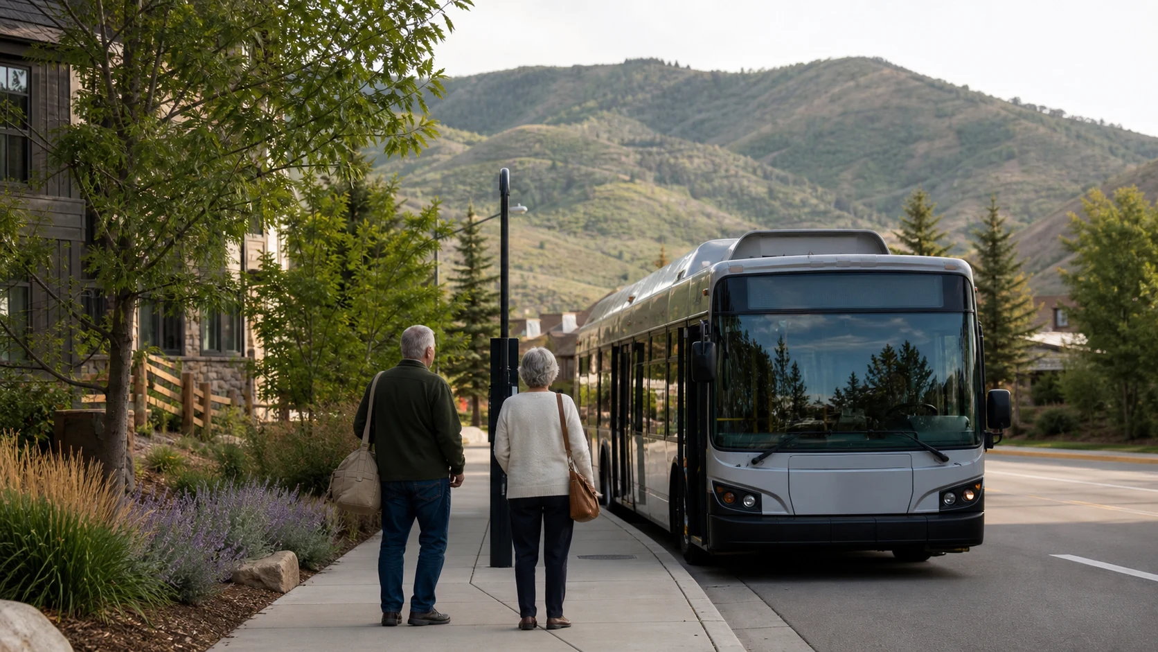 Park City streets and local transit in the green season